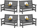 SERWALL Outdoor Bench with Cup Holder, All Weather Patio Benches with High by SERWALL