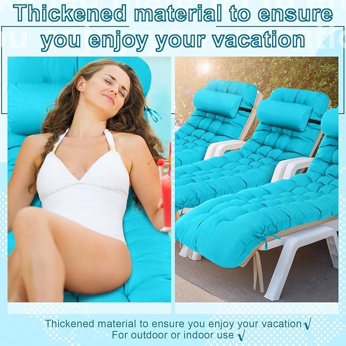Tudomro 1 Pcs Peacock Blue 66'' Outdoor Chaise Lounge Cushion Waterproof Patio - Image 7