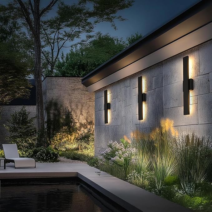23.6inch Long Outdoor Modern LED Wall Light, 24W Waterproof IP65 Warm White Led - Image 2