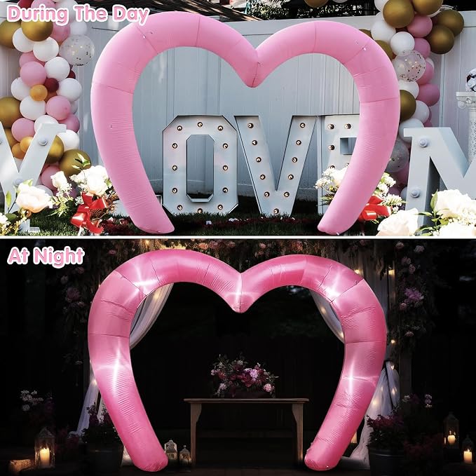 9 * 4.5FT Pink Valentine Inflatables Outdoor Decorations Heart Shaped Blow up - Image 4