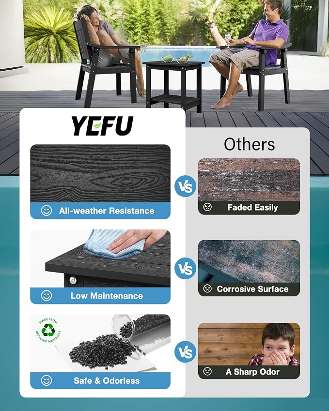YEFU Outdoor Side Table for Patio: 16x16 in HIPS Square Outdoor End Table - Image 5