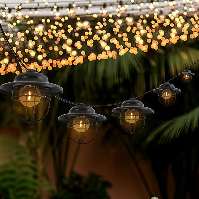 JONATHAN Y 10' Black 10-Light Rustic Farmhouse LED String Lights - Image 2