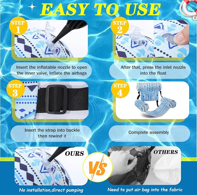 2 Pack Inflatable Pool Float for Adult Adjustable Hammock Float Chair Fabric - Image 4