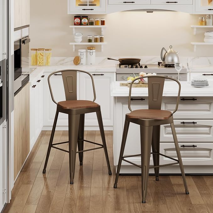 Aklaus Swivel Metal Bar Stools Swivel Modern Farmhouse Bar Chairs - Image 7