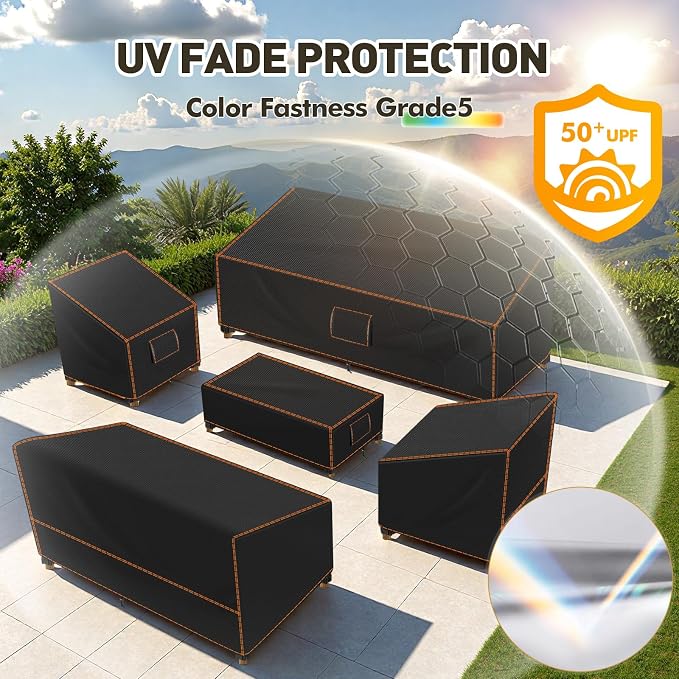 SUNICO Outdoor Patio Furniture Covers Set, 5 Piece Patio Covers - Image 4