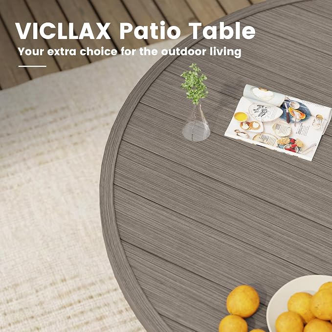 VICLLAX 50" Round Patio Table, Outdoor Dining Table - Image 5