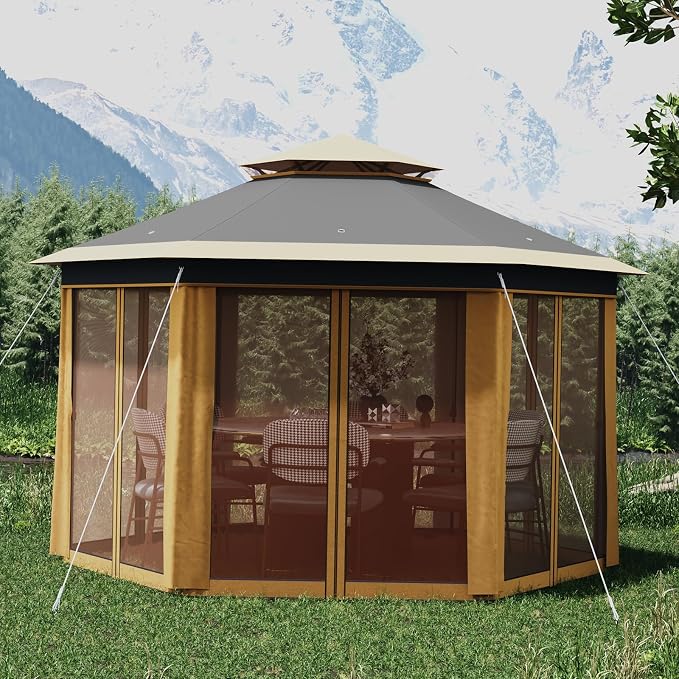 13' x 13' Pop-Up Gazebo, Hexagonal Canopy Shelter - Image 6