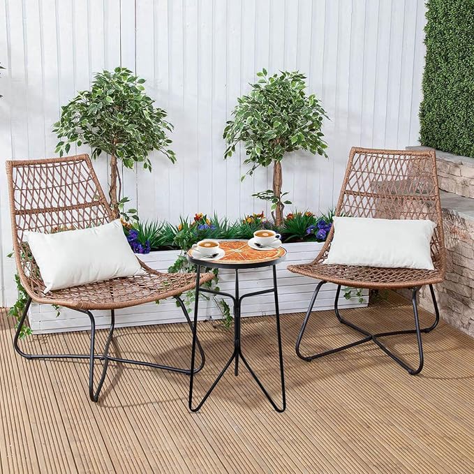 VCUTEKA Patio Side Table Outdoor Accent Table Bistro Coffee Tables Plant End - Image 9