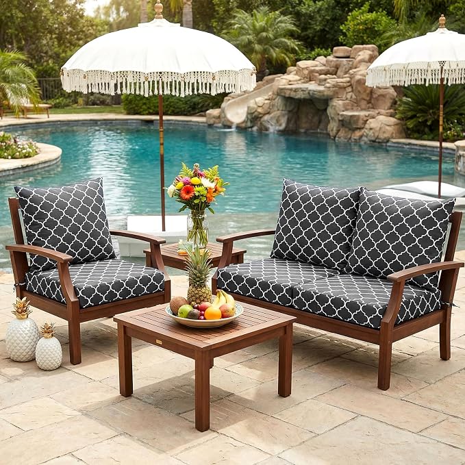 Hoteam 4 Set Outdoor Chair Patio Cushions 20 x 20 Inch Deep Seat Waterproof - Image 5