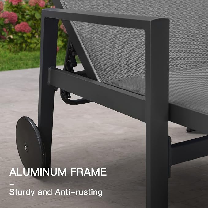 PURPLE LEAF Patio Chaise Lounge 4 Pieces Aluminum Recliner Chair - Image 8