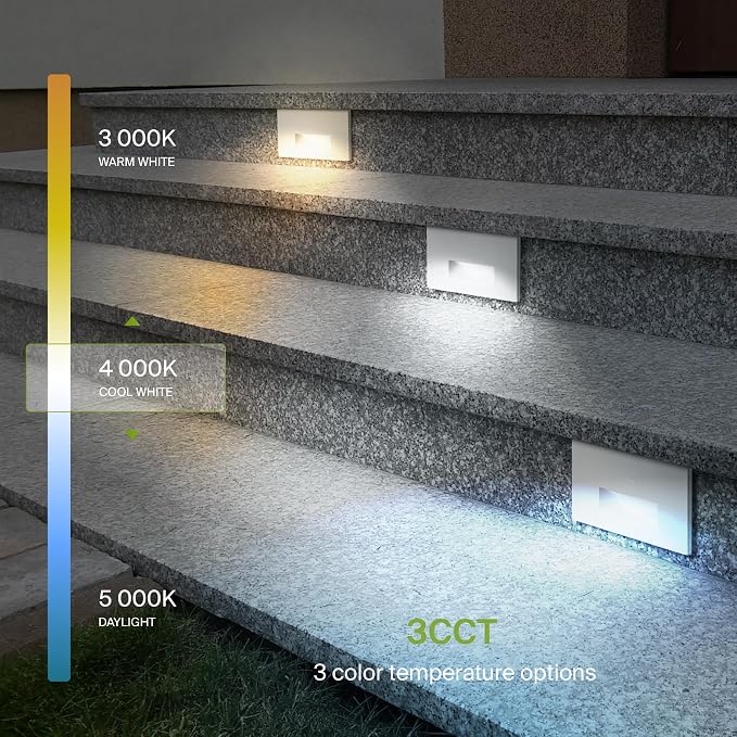 ASD LED Recessed Step Light Fixture, Dusk To Dawn Outdoor Stair Tread Lighting - Image 4