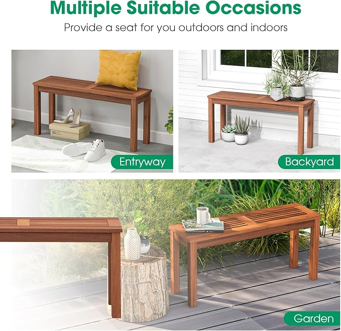 Tangkula Patio Wood Bench, 2-Person Solid Wood Bench - Image 8