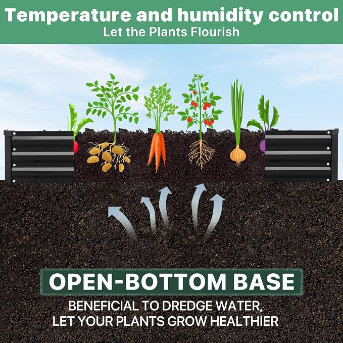2 Pack 6×3×1ft Galvanized Metal Raised Garden Bed, Metal Planter Kit Box Outdoor - Image 4