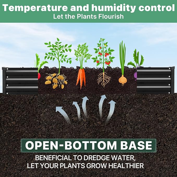 2 Pack 8×4×1ft Galvanized Metal Raised Garden Bed, Metal Planter Kit Box Outdoor - Image 4