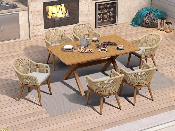 PURPLE LEAF 7 Pieces Patio Dining Set by PURPLELEAF