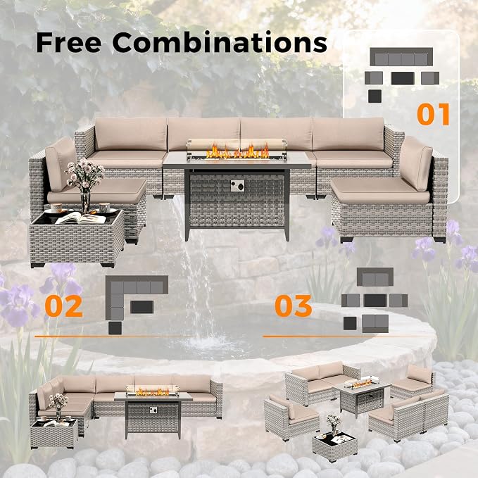 6-Seat Modern Outdoor Wicker Rattan Patio Furniture Set - Image 9