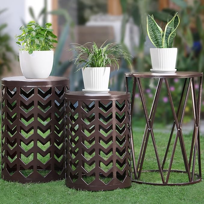 Y&M Set of 3 Round Heavy-Duty Side Table End Table, Coffee Table - Image 2