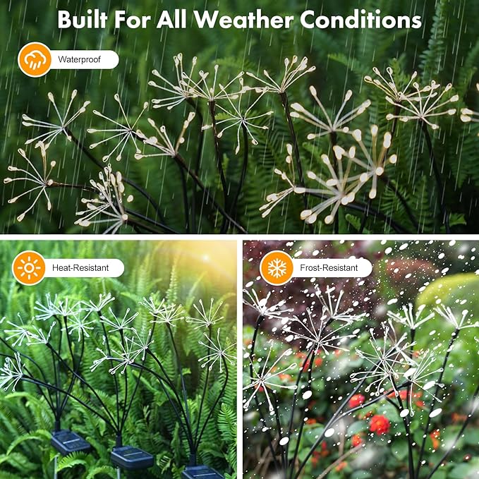 Solar Garden Lights 2 Pack Twinkling Solar Firework Lights - Image 5