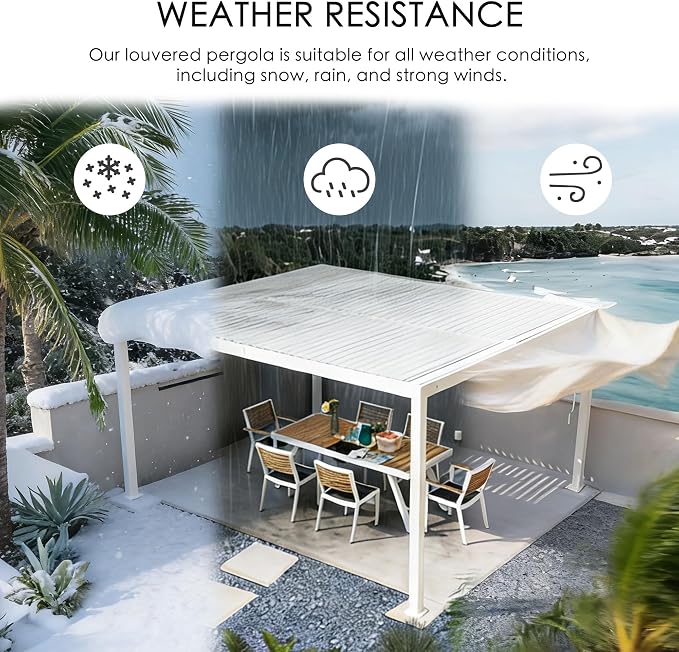 Kozyard Outdoor Louvered Pergola 12ft x 16ft Pergola Sun Shade All-Weather - Image 6