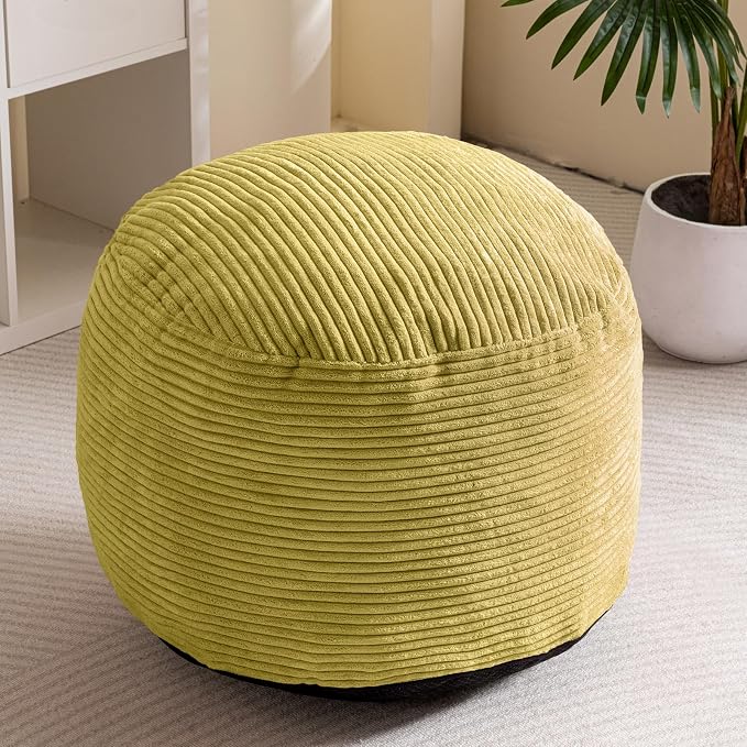 HIGOGOGO Round Stuffed Pouf Ottoman, Corduroy Poufs - Image 7