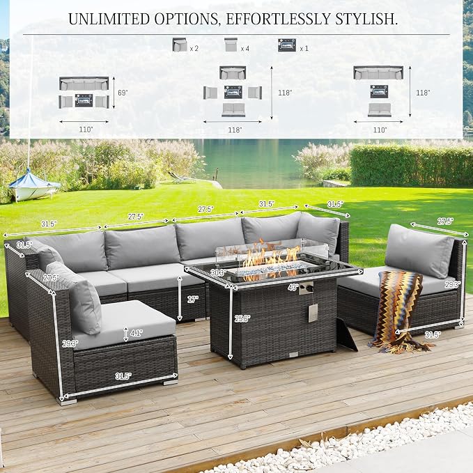 BULEXYARD 7 Piece High Back Outdoor Furniture Set - Image 3