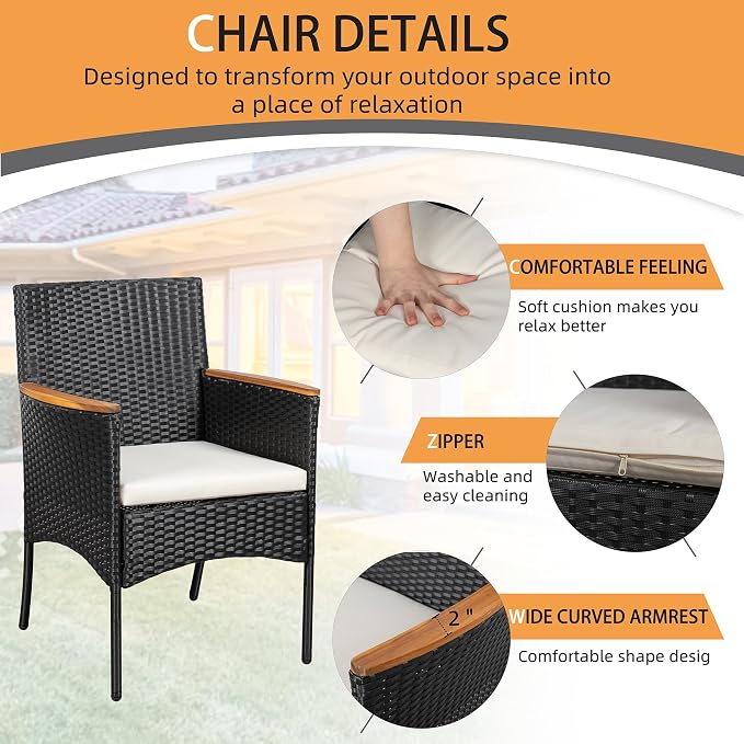 Shintenchi 4-Piece Patio Furniture Set, Outdoor Wicker Patio Conversation - Image 4