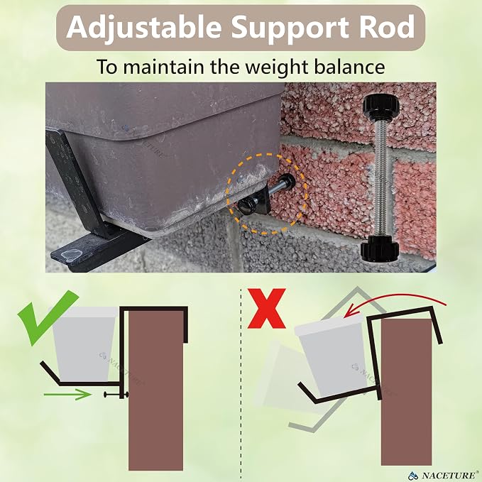 Window Box Brackets for Railing- 2 Pcs Adjustable Planter - Image 4