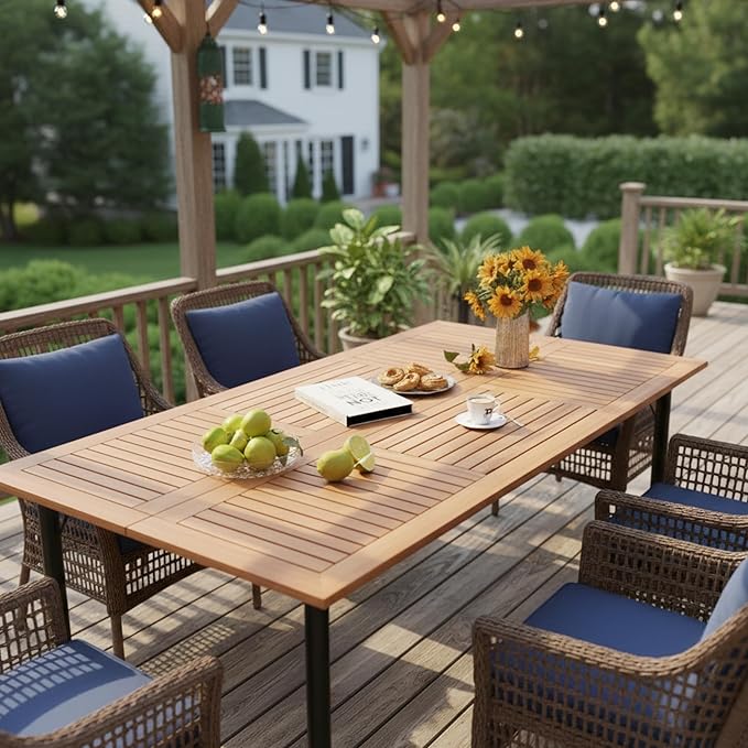 Tangkula 63" Acacia Wood Patio Dining Table - Image 4