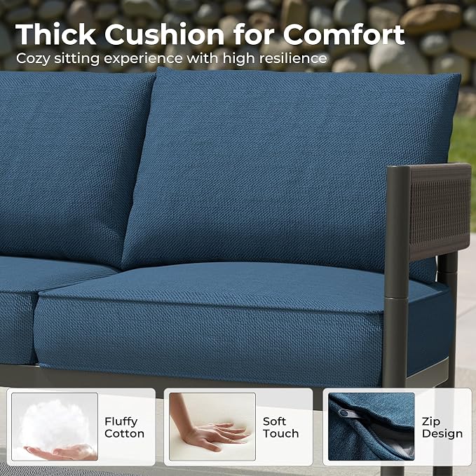 Gand Patio Outdoor Loveseat, Wicker Conversation Set - Image 3