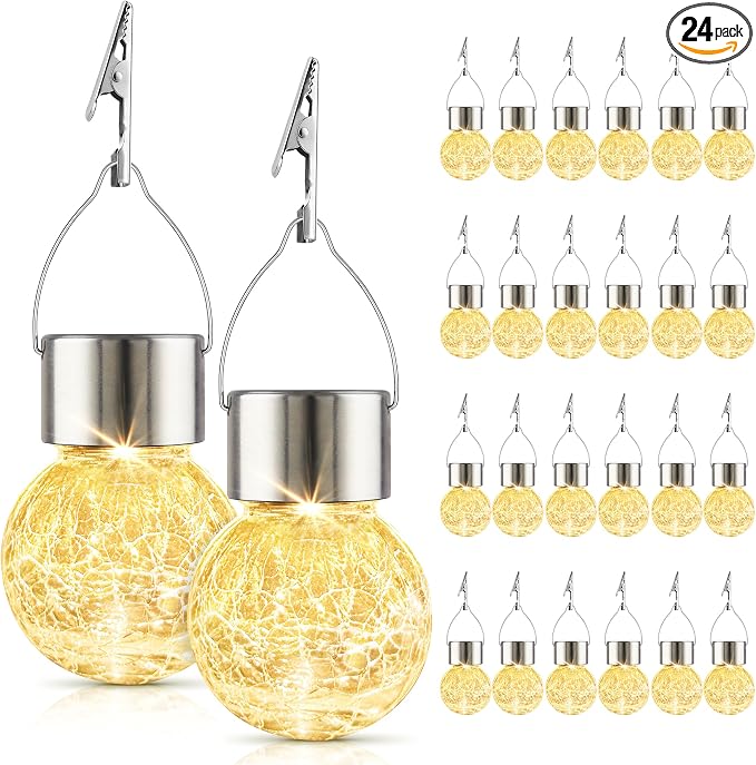 Solar Lights Outdoor Hanging Decorative Globe 24 Pack, Waterproof Solar Lantern by PARTPHONER