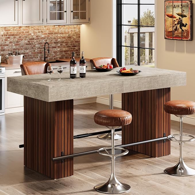 Tribesigns 62.2 Inch Bar Table, Industrial Bar Height Counter Table, by Tribesigns