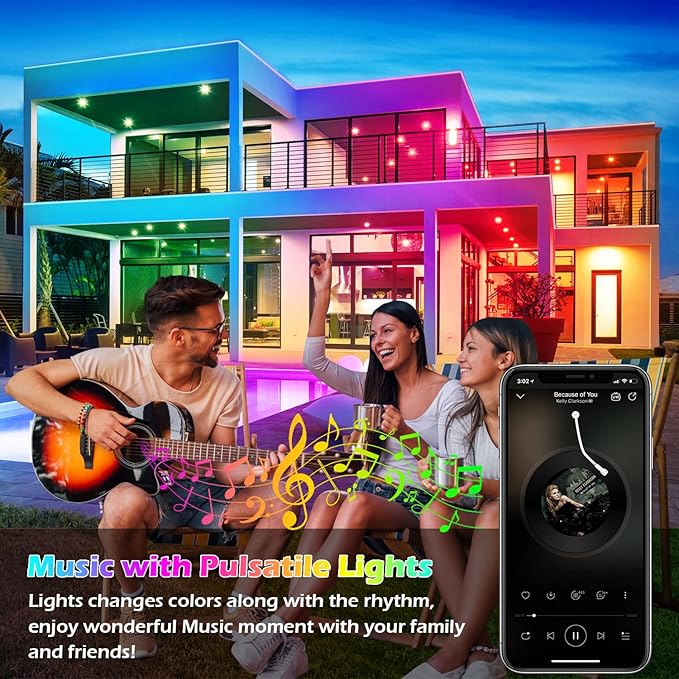 FBZ 100Ft Outdoor Waterproof LED Strip Lights, Music Sync RGB IP65 Led Lights - Image 5