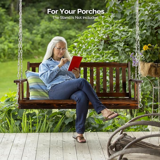 VINGLI Heavy Duty 880 LBS 5 FT Patio Wooden Porch Swing Outdoor - Image 5