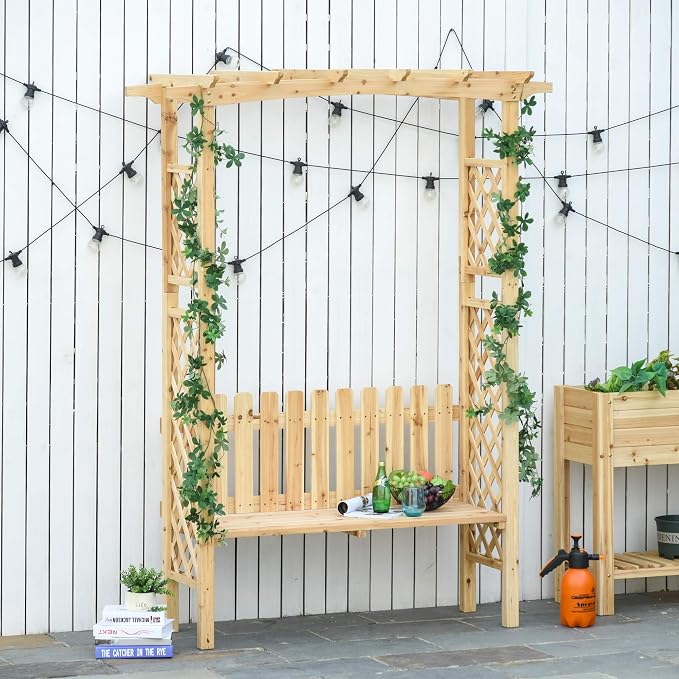 Outsunny Wooden Garden Arbor for Climbing Plants - Image 2