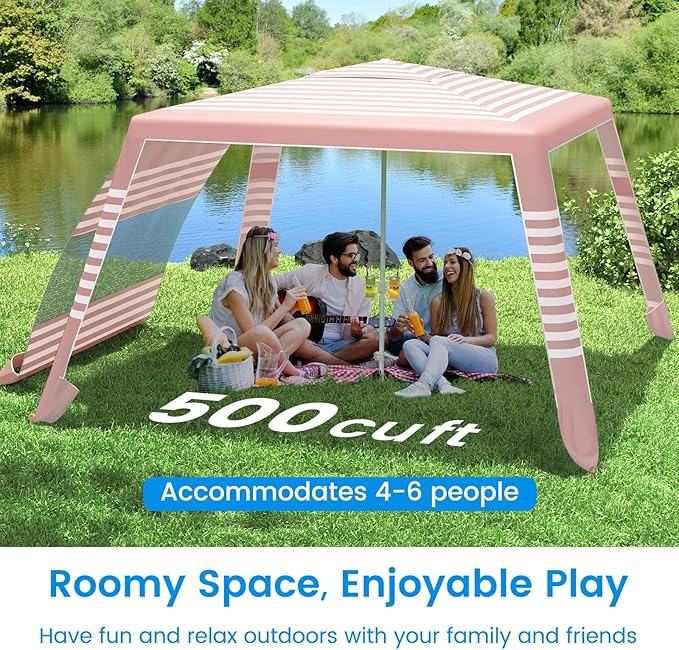 MoKo Beach Cabana, UPF 50+ Protection Easy Setup Beach Tent Sun Shelter - Image 6