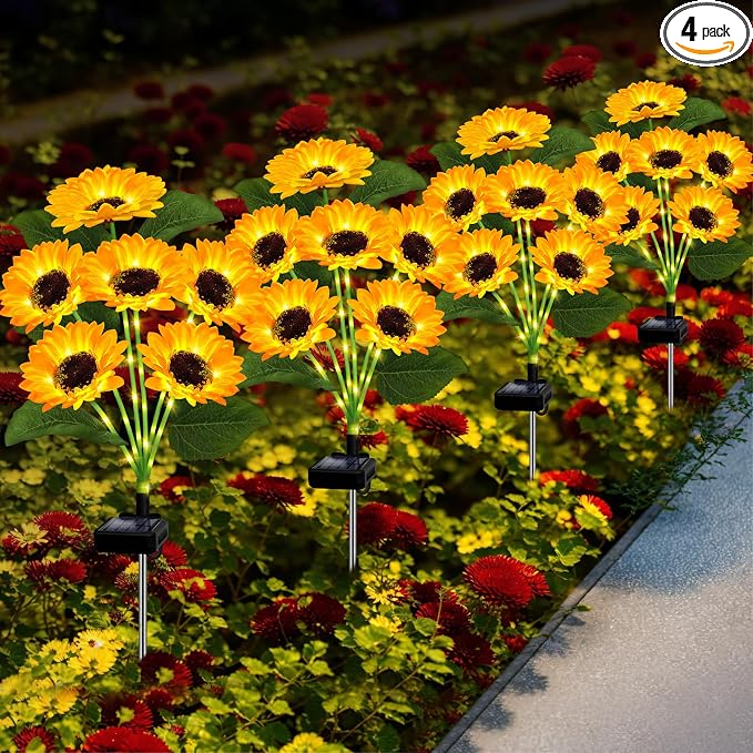 Solar Lights Outdoor Garden Decor, 4 Pack by EDOF
