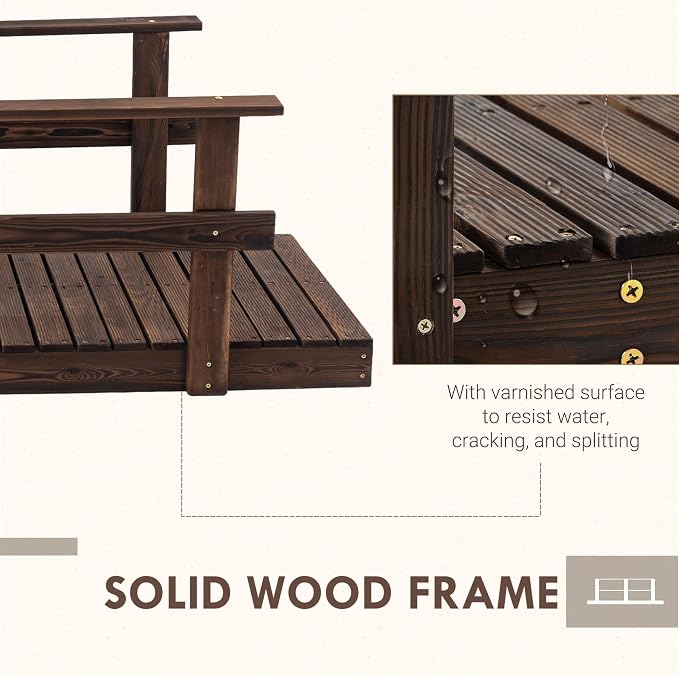 Outsunny 7' Wooden Garden Bridge - Image 4