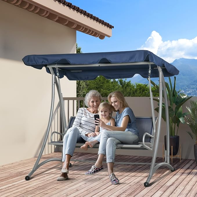 Outsunny 3-Seat Outdoor Porch Swing Chair, Patio Swing Glider - Image 2