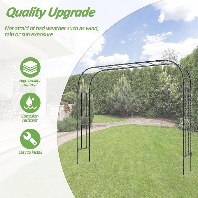 Garden Arch Trellis-141.7"*94.5", Plastic-Coated Rust-Proof Arbor Trellis - Image 3