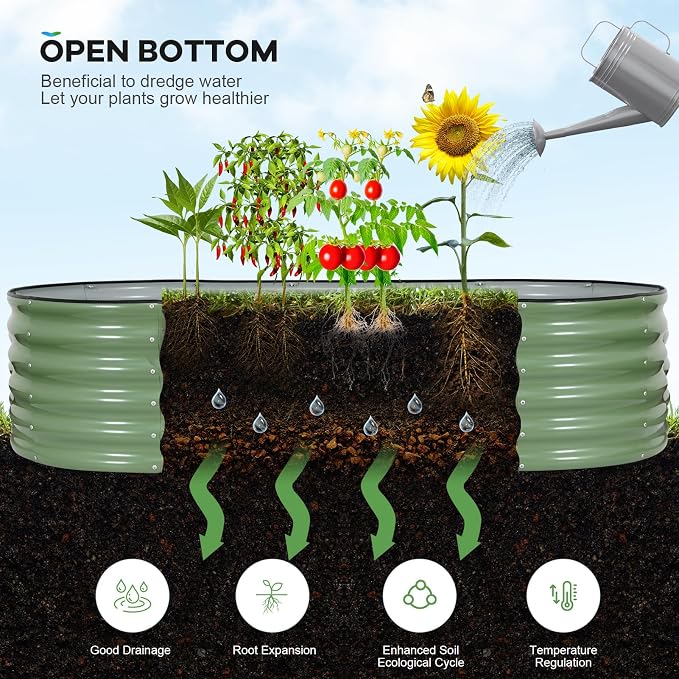 Galvanized Raised Garden Bed Outdoor, Rust-Resistant Garden Planter Box - Image 6