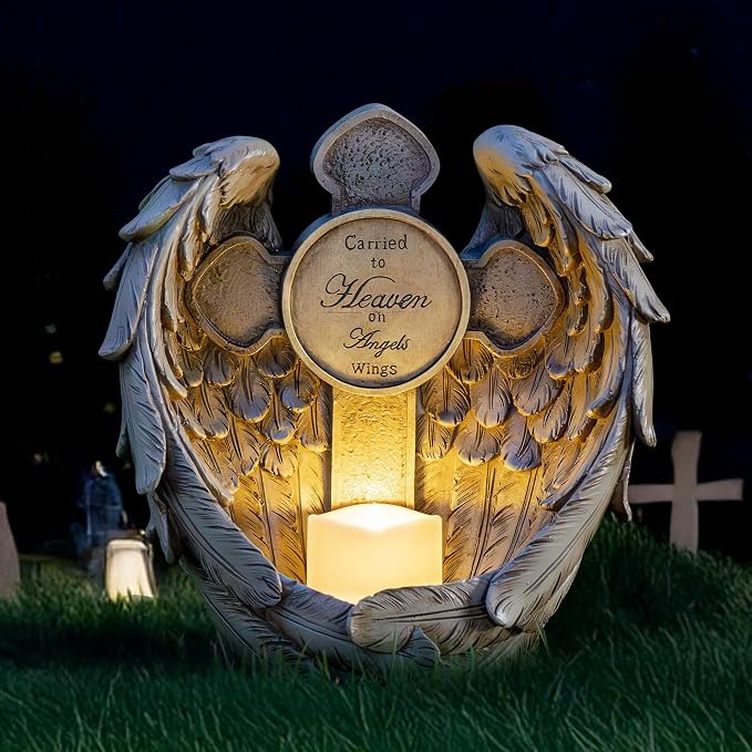 Solar Garden Angel Statue Light – Praying Guardian Angel Figurines - Image 3