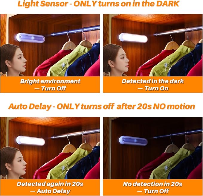 STAR-SPANGLED 3 Pack 7” Motion Sensor Lights Indoor Battery Operated, Stick on - Image 3