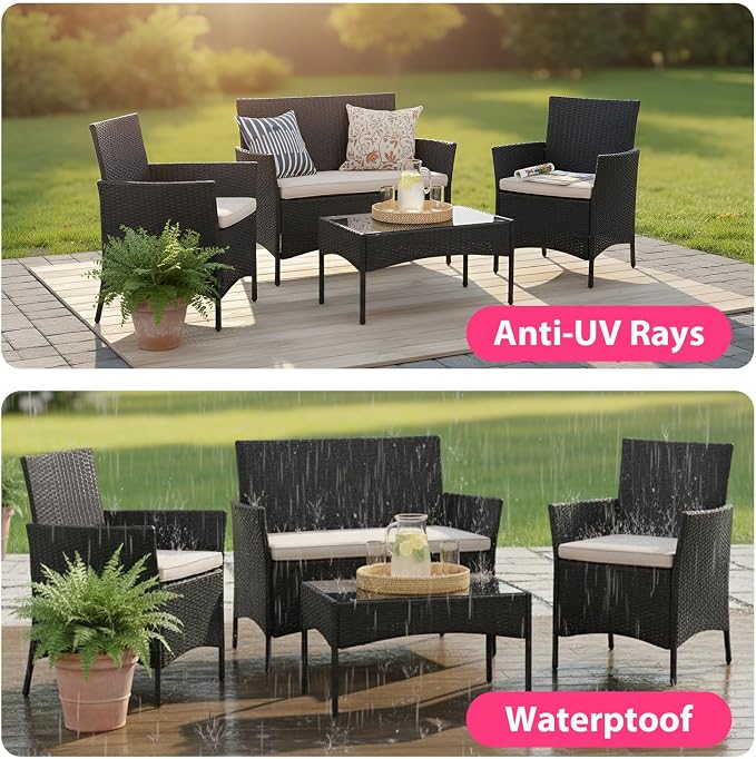 FDW Rattan Furniture Wicker Chair Patio Bristo Set - Image 4