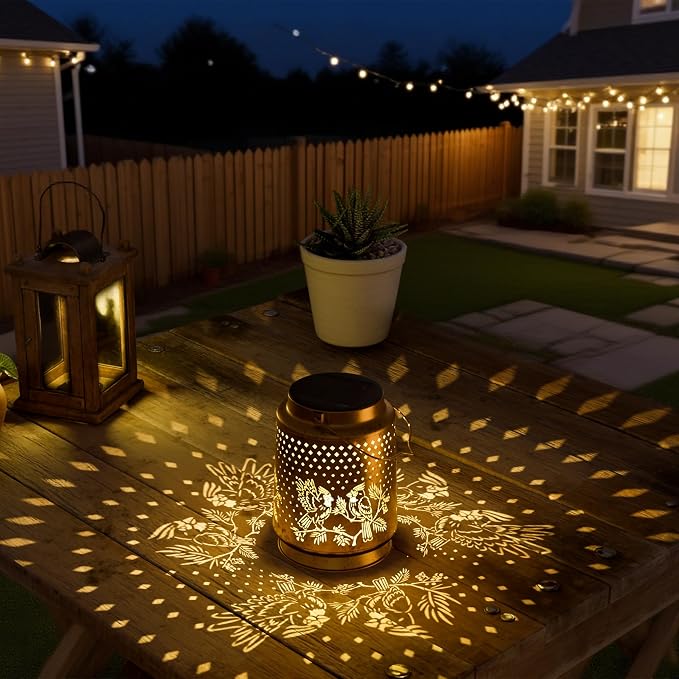 Cardinal Solar Lantern for Garden Outdoor Decor – Hanging Metal Light - Image 3