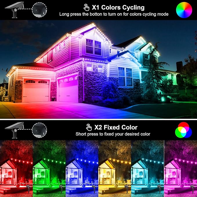 T-SUNUS 8 Pack Solar Color Landscape Spotlights, IP65 Waterproof Solar Powered - Image 2