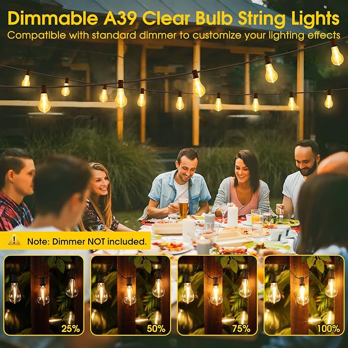 100FT LED Outdoor String Lights, Waterproof Patio Lights - Image 4