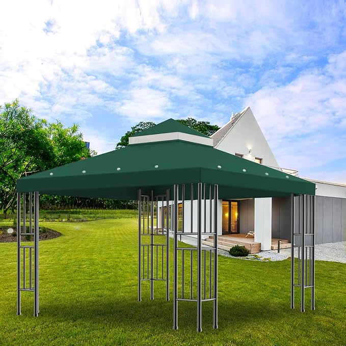 Sumfaller 10x10 FT Gazebo Replacement Canopy Top Double Tiered Canopy Top - Image 5