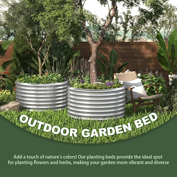 5 Pack 2x2FT Round Corrugated Galvanized Steel Raised Garden Bed Outdoor - Image 6
