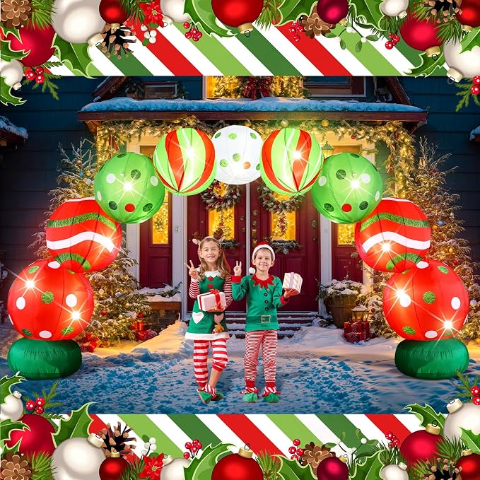 VIHOSE 8.2 FT Giant Christmas Inflatables Archway Christmas Blow Up Ball Arch - Image 4