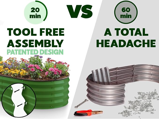 Plant & Plot Galvanized Raised Garden Beds Outdoor // 4×2×1 ft Planter Raised - Image 2